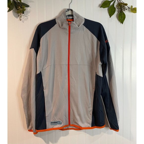 Under Armour Combine Training Mens Medium Full-Zip Jacket Grey/Orange - Picture 1 of 16